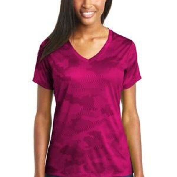Ladies CamoHex Dry Fit V Neck Tee Thumbnail